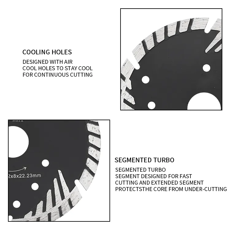 Continuous Diamond Turbine Disc with Triangular Tooth Granite Tool for Marble Stone Saw Blade