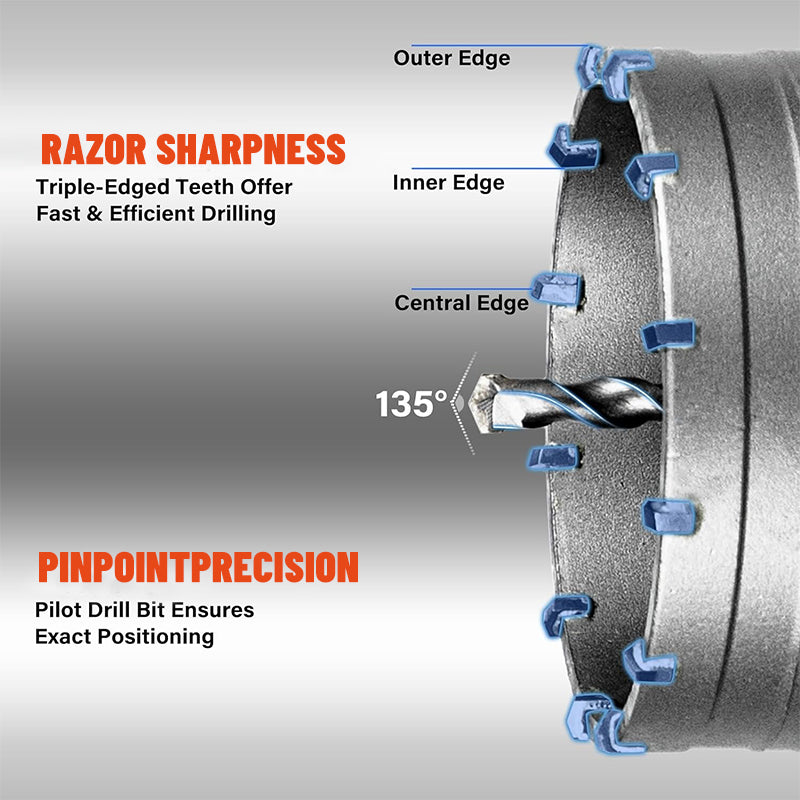 Sds Plus Shank Carbide Tip Wall Hole Saw Cutter For Air Conditioning Drilling Holes Concrete Cement Wall Core Drill Bit Kit