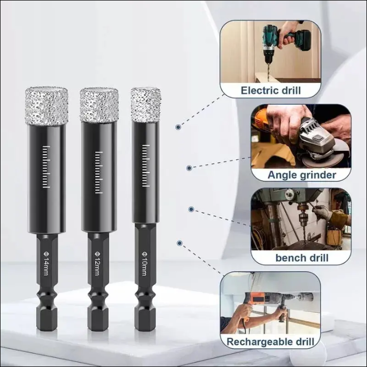 Factory Price High Efficiency Hex Shank Diamond Drill Bit Set Ceramic Tile Hole Opener Customized OEM Support 6mm 8mm Steel