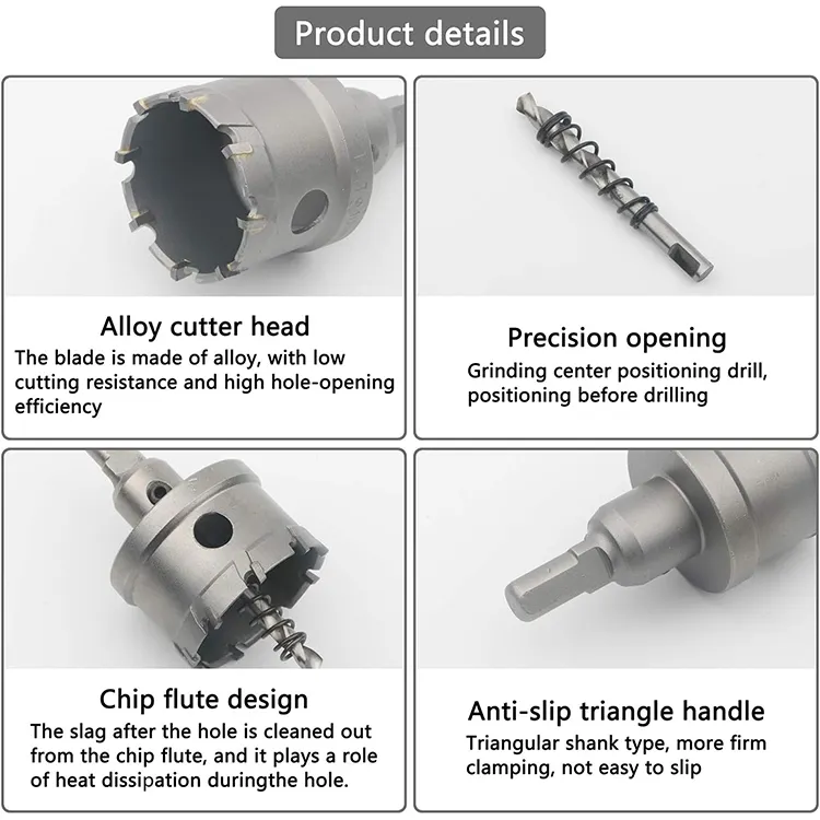 TCT Carbide Hole Cutter for Stainless Steel High Speed Steel Hole Saw Kit for Metal Wood Plastic Drilling