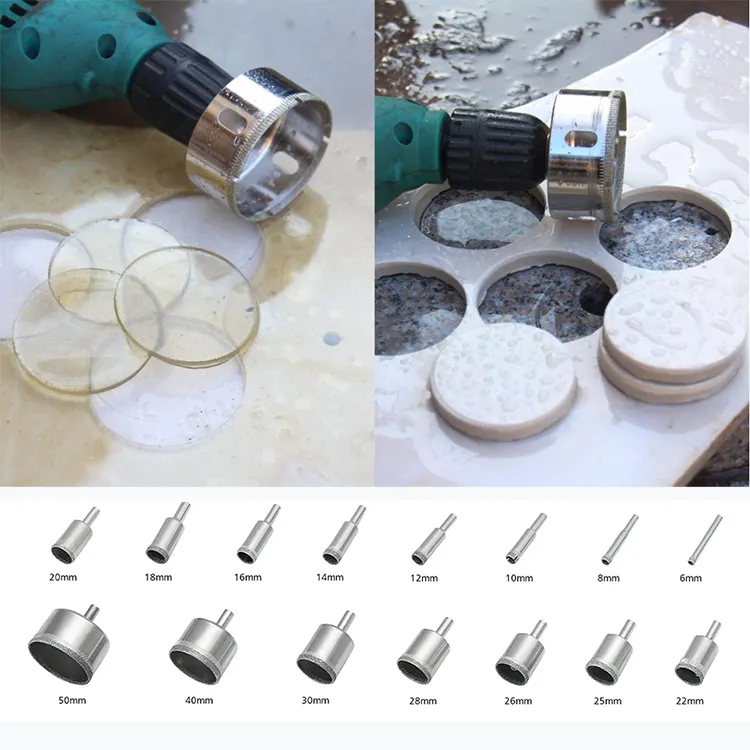 Diamond Drill Bits for Ceramic, Diamond Hole Saw Drill Bit Set Kit, Premium Glass Drill Bit for Bottles,Pots, Marble, Granite Stone