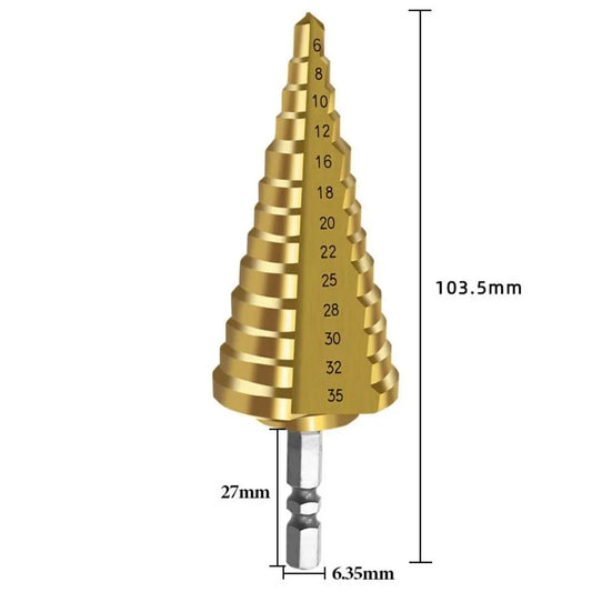 Hex Shank HSS Cobalt Spiral Groove 3 Flutes Step Drill Bits for Stainless Steel Iron Hole Opener Saw