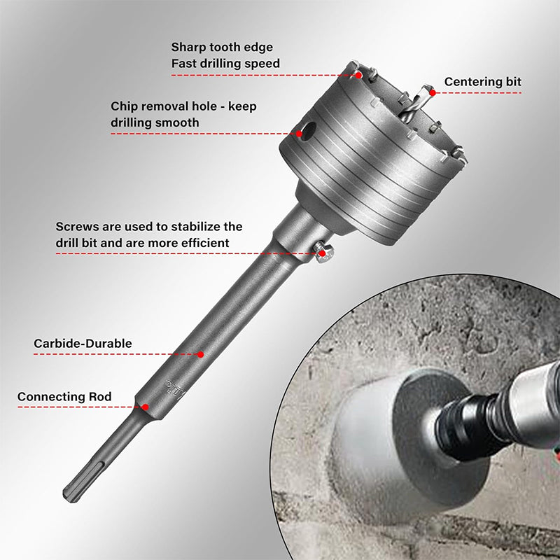 Sds Plus Shank Carbide Tip Wall Hole Saw Cutter For Air Conditioning Drilling Holes Concrete Cement Wall Core Drill Bit Kit