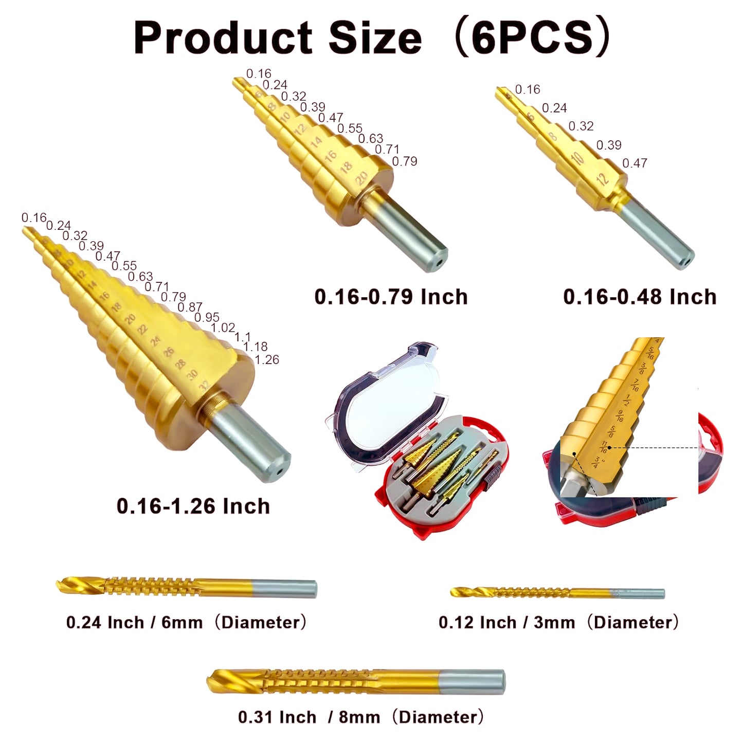 Step Drill Bit Straight Groove Hexagonal Shank Cutting Stainless Steel Wooden Plastic Sheet Metal Hole Custom