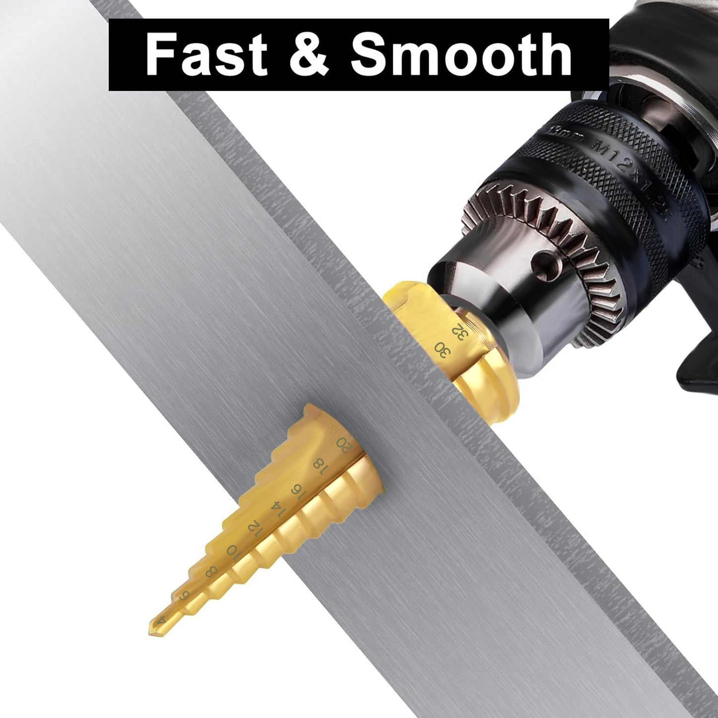 Step Drill Bit Straight Groove Hexagonal Shank Cutting Stainless Steel Wooden Plastic Sheet Metal Hole Custom