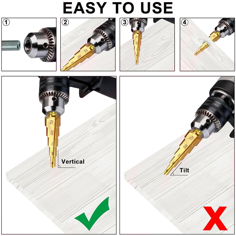 Step Drill Bit Straight Groove Hexagonal Shank Cutting Stainless Steel Wooden Plastic Sheet Metal Hole Custom