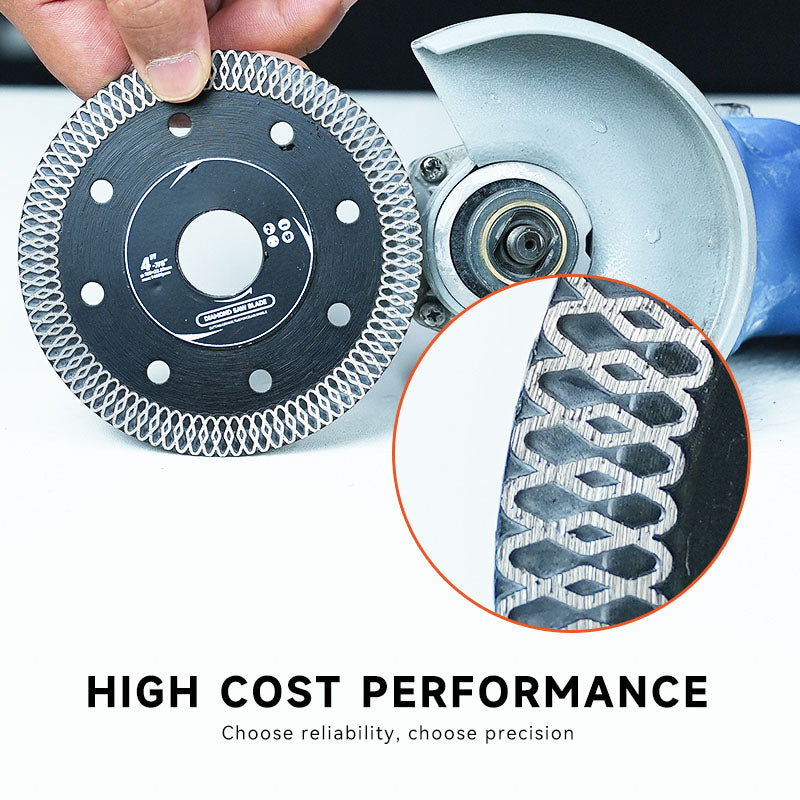 Factory Direct 4'' Diamond Sheet Turbine Saw Blade Thin Mesh Tile Cutting Disc 10mm Width OEM/ODM Supported