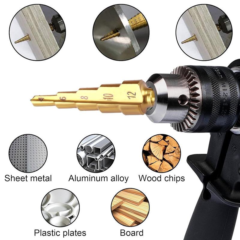 Step Drill Bit Straight Groove Hexagonal Shank Cutting Stainless Steel Wooden Plastic Sheet Metal Hole Custom